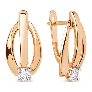 Серьги из красного золота с фианитами