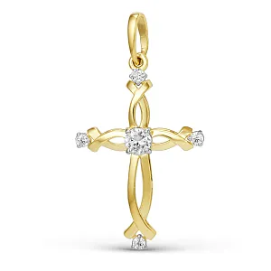 Подвеска из желтого золота с фианитами