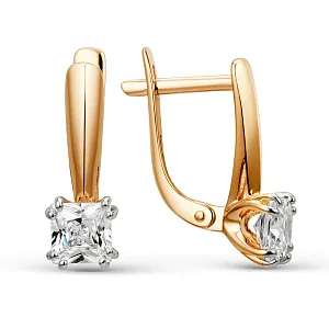 Серьги из красного золота с фианитами