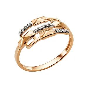 Кольцо из красного золота с фианитами