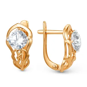 Серьги из красного золота с фианитами