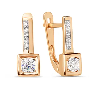 Серьги из красного золота с фианитами