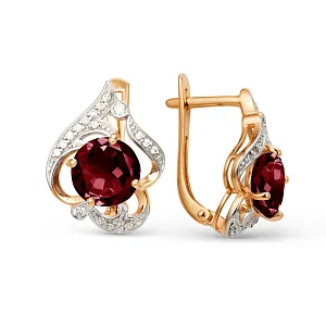 Серьги из красного золота с гранатами