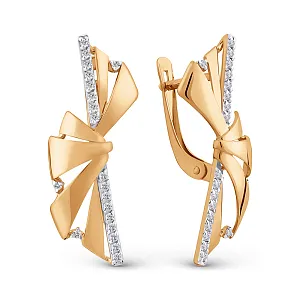 Серьги из красного золота с фианитами