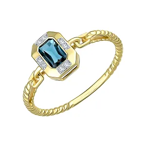 Кольцо из желтого золота с лондон топазом