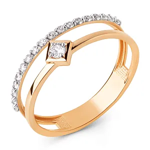 Кольцо из красного золота с фианитами