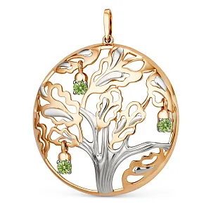 Подвеска из красного золота с хризолитами