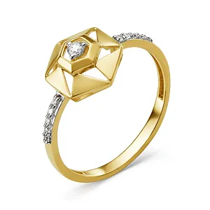 Кольцо из желтого золота с фианитами