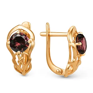 Серьги из красного золота с гранатами