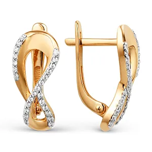 Серьги из красного золота с фианитами