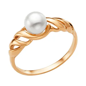 Кольцо из красного золота с жемчугом