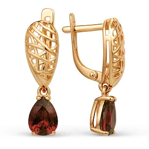 Серьги из красного золота с гранатами