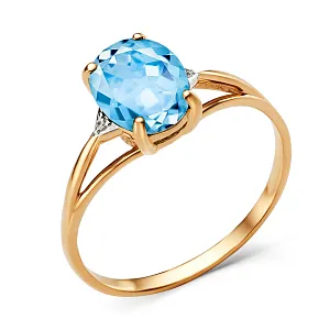 Кольцо из красного золота с swiss топазом