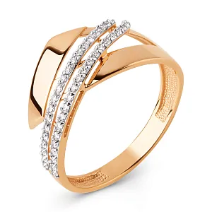 Кольцо из красного золота с фианитами