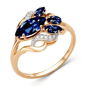 Кольцо из красного золота с корундами