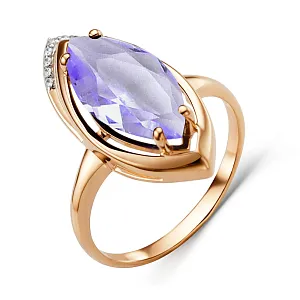 Кольцо из красного золота с аметистом