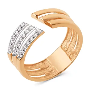 Кольцо из красного золота с фианитами