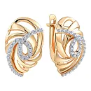 Серьги из красного золота с фианитами