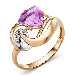 Кольцо из красного золота с аметистом