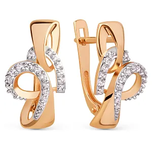 Серьги из красного золота с фианитами