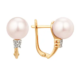 Серьги из красного золота с фианитами