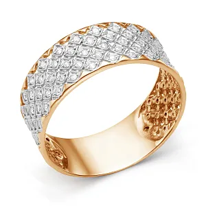 Кольцо из красного золота с фианитами