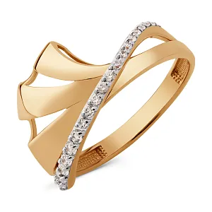 Кольцо из красного золота с фианитами