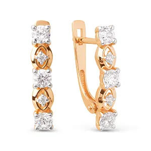 Серьги из красного золота с фианитами