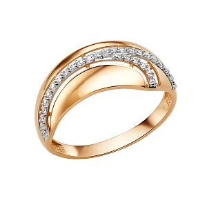 Кольцо из красного золота с фианитами