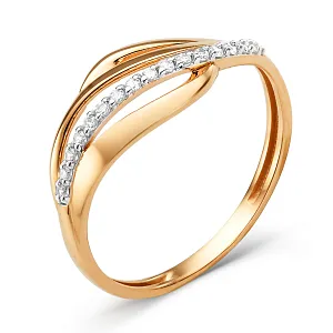 Кольцо из красного золота с фианитами