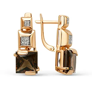 Серьги из красного золота с раухтопазами