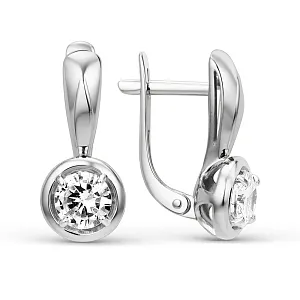 Серьги из белого золота с фианитами