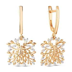 Серьги из красного золота с фианитами