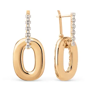 Серьги из красного золота с фианитами