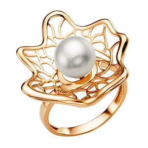 Кольцо из красного золота с жемчугом
