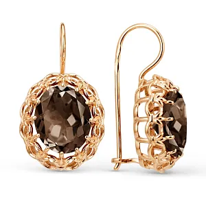 Серьги из красного золота с раухтопазами