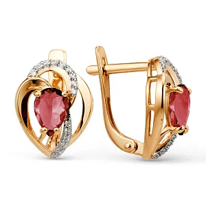 Серьги из красного золота с бриллиантами и рубинами