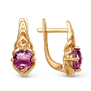 Серьги из красного золота с корундами