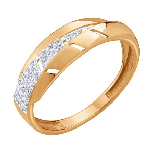 Кольцо из красного золота с фианитами