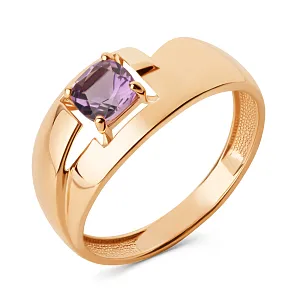 Кольцо из красного золота с аметистом