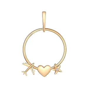 Подвеска из красного золота с фианитом