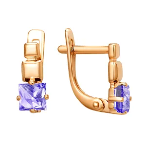 Серьги из красного золота с аметистами