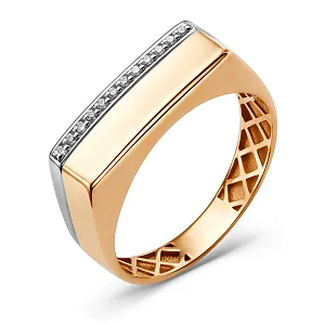 Кольцо из красного золота с фианитами