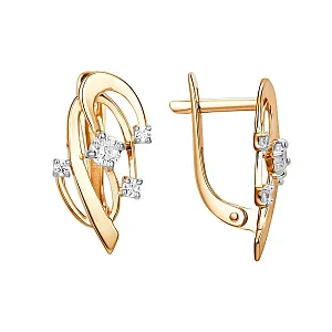 Серьги из красного золота с фианитами