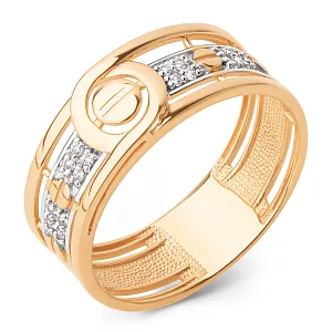 Кольцо из красного золота с фианитами