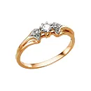 Кольцо из красного золота с фианитами