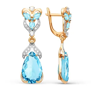 Серьги из красного золота с swiss топазами