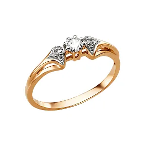 Кольцо из красного золота с фианитами