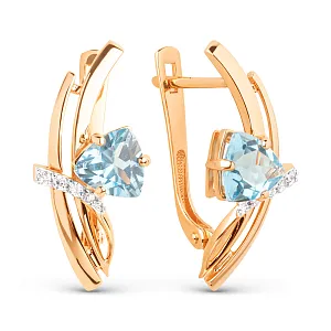 Серьги из красного золота с swiss топазами