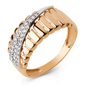 Кольцо из красного золота с фианитами